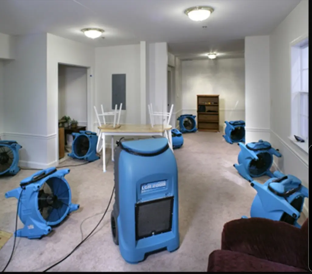 Air movers and dehumidifier setup for Water Extraction & Removal in Keyport