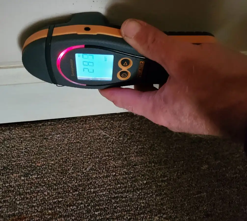 Moisture detection at baseboard during Sewage Cleanup & Sanitation in Keyport